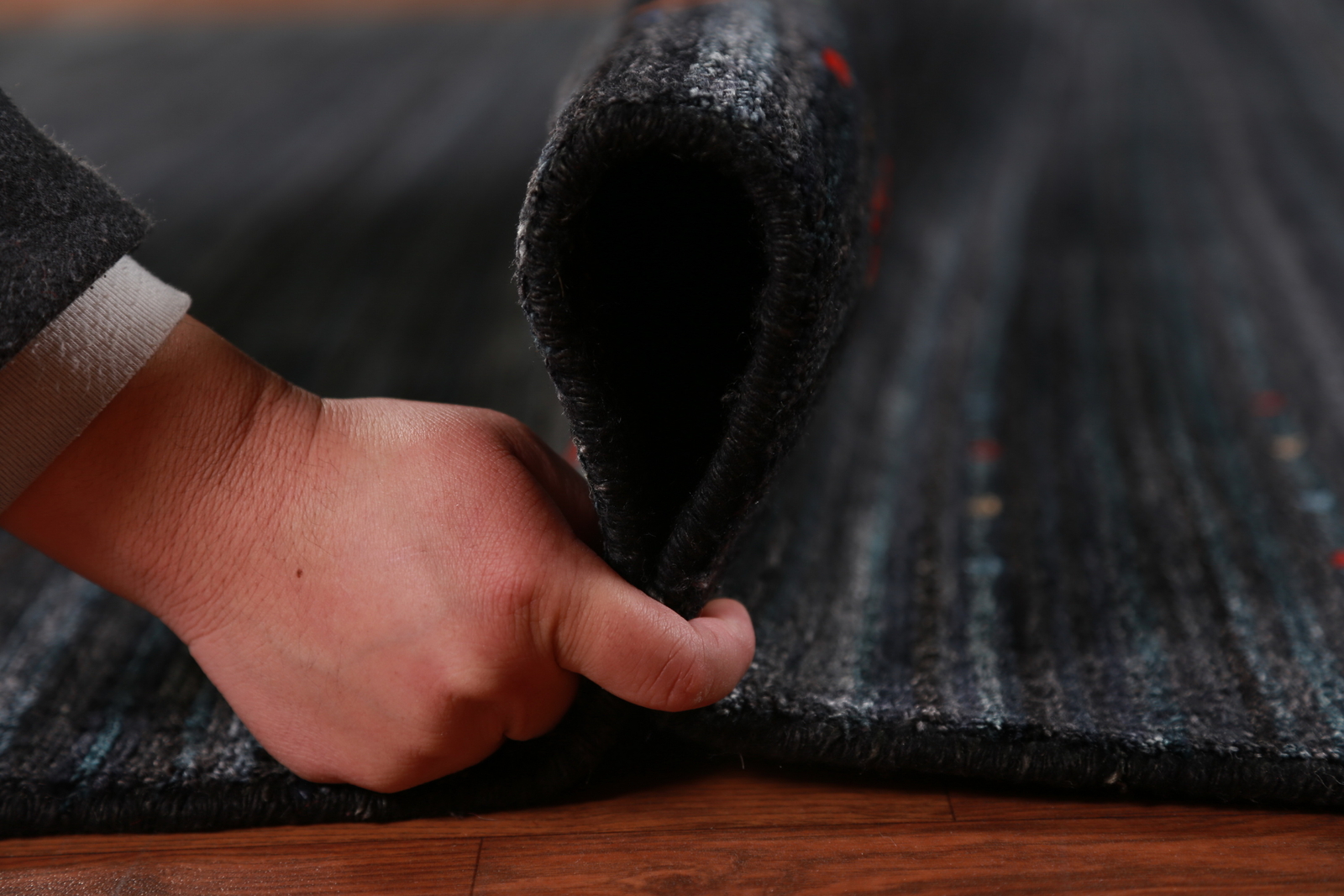 Artisan-crafted Charcoal Gabbeh Rug Silk Handmade Carpet 8×10 ft