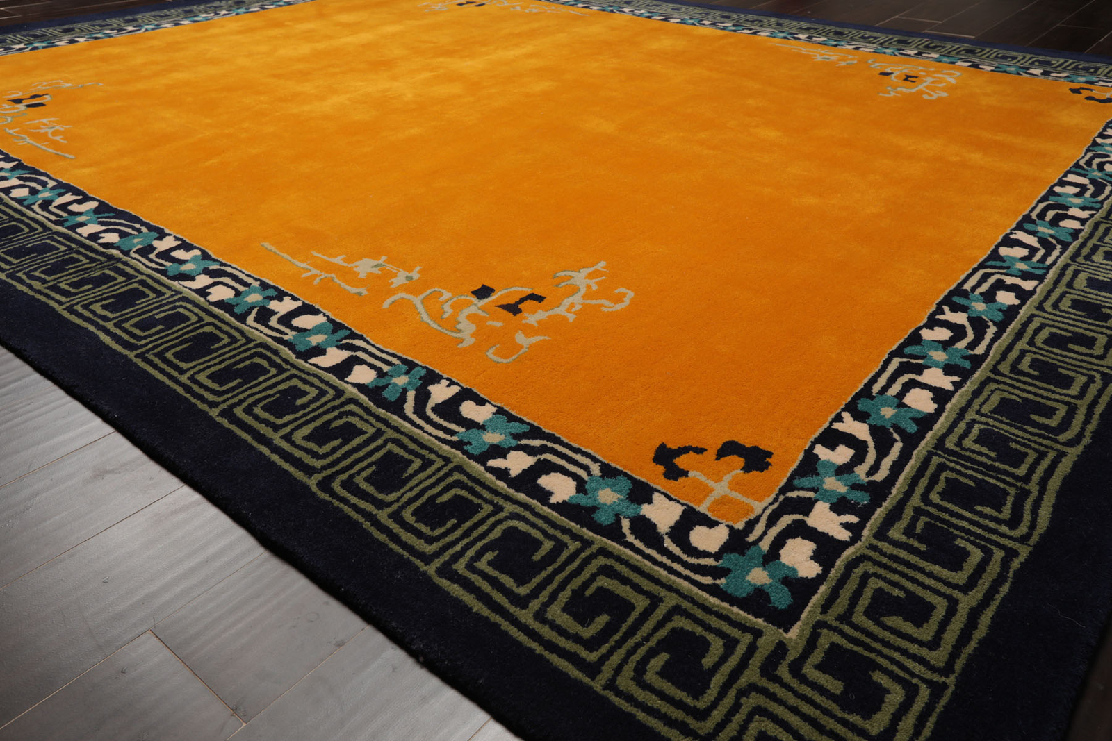 LoomBloom Multi Sizes Gold Hand Tufted Chinese Art Deco New Zealand 100%Wool Rug