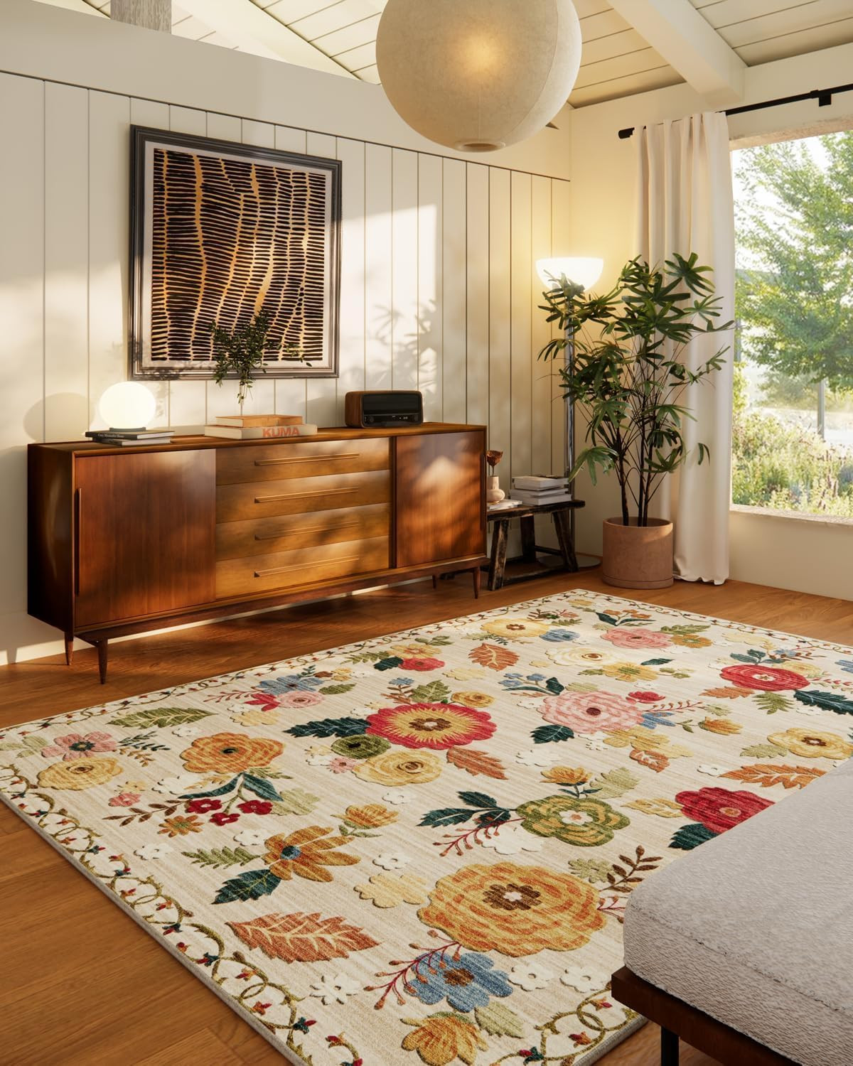 8X10 Area Rugs for Living Room: Washable Rug Non Slip Low Pile Soft Faux Wool No