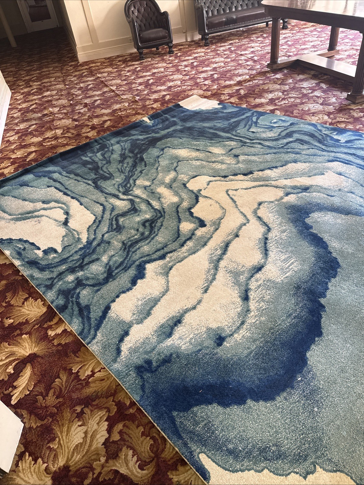 Brixton Atlantic 3602F 10×13 Area Rug Blue White Abstract 100% Polypropylene