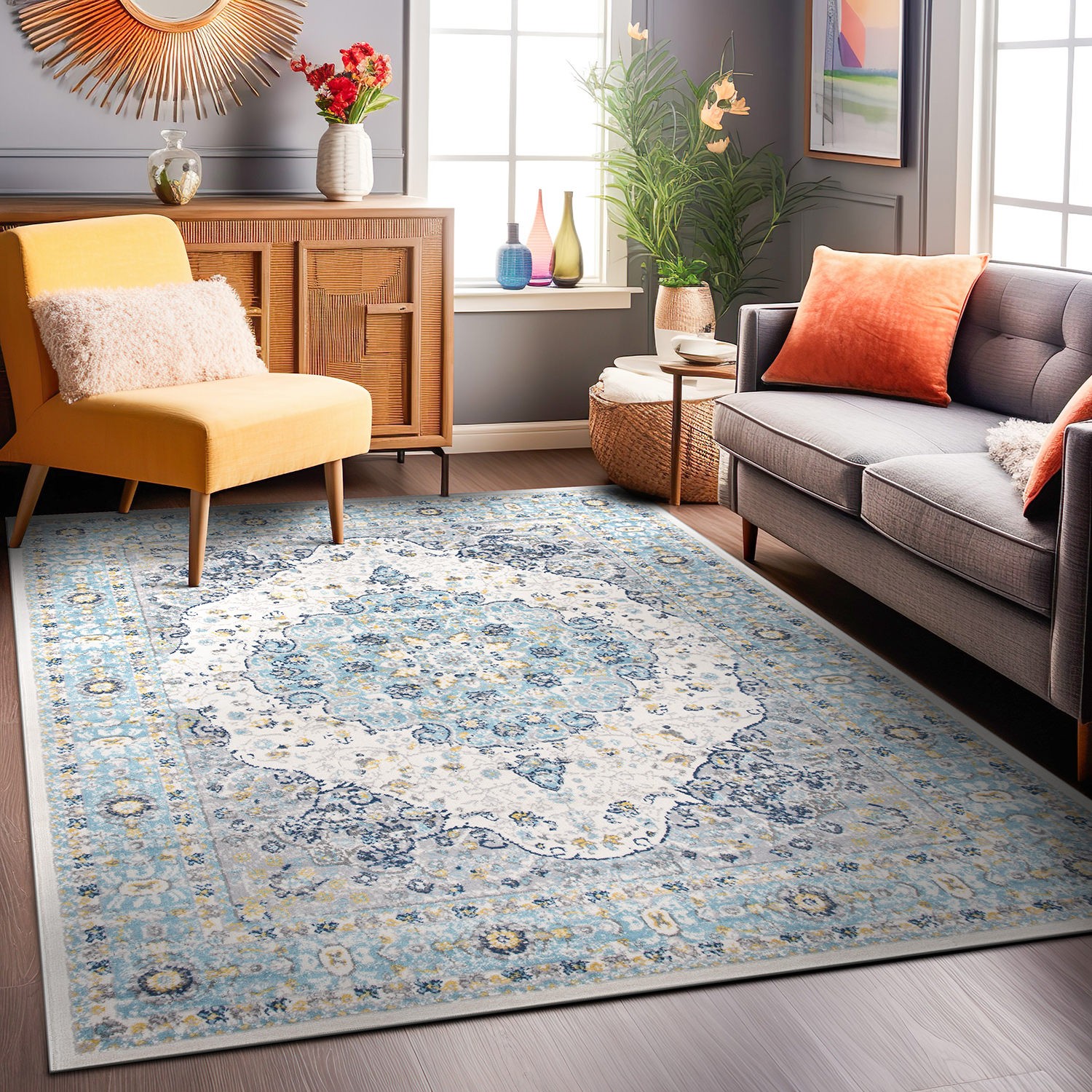 Rugshop Area Rug Vintage Oriental Distressed Medallion Carpets for Sale Rugs 3×5