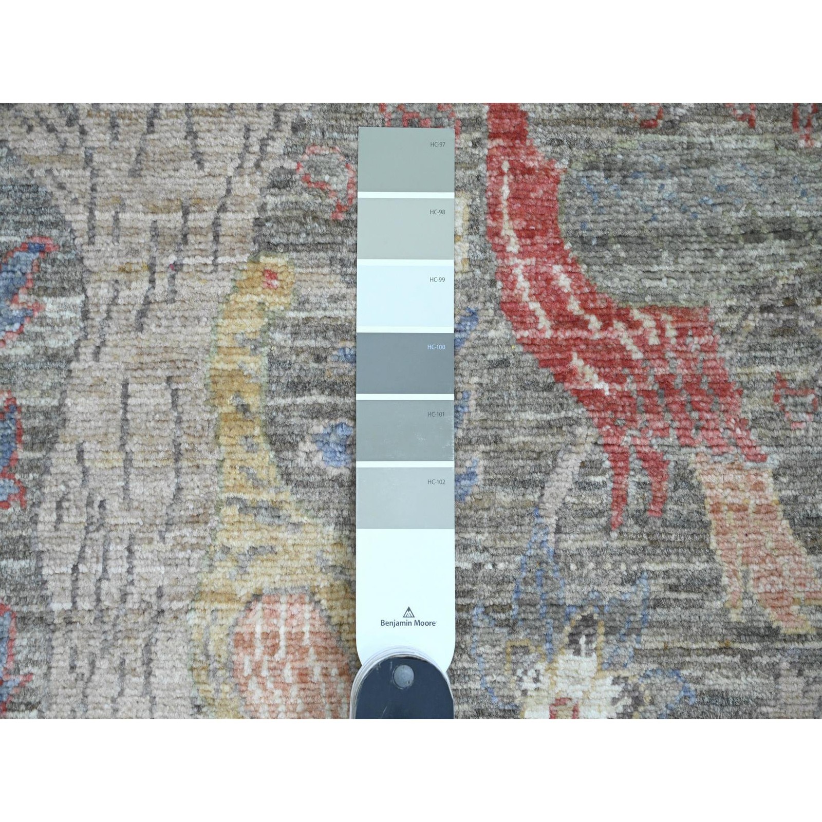 2’6″x6’2″ Gray Afghan Peshawar Birds Design Wool Hand Knotted Runner Rug R20108