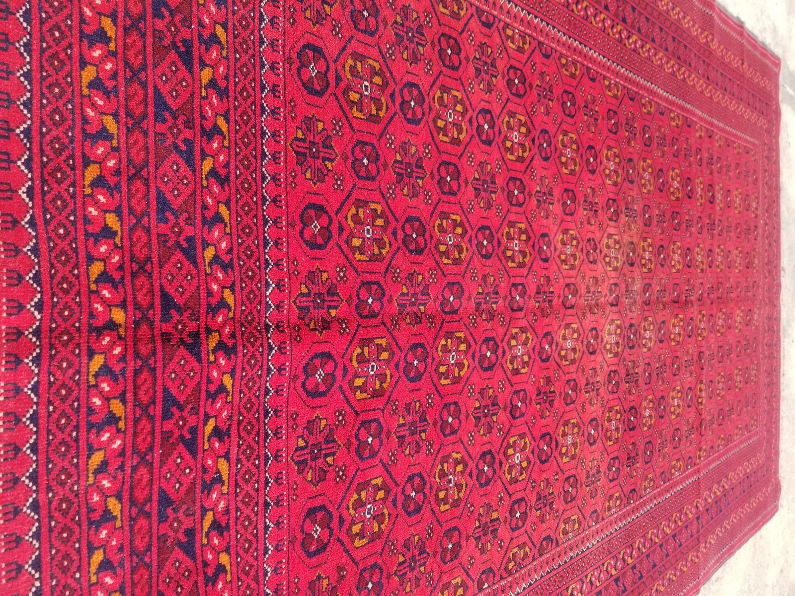 Vintage Traditional Handmade Afghan Floral Wool Rug 9.4 x 6.3 ft