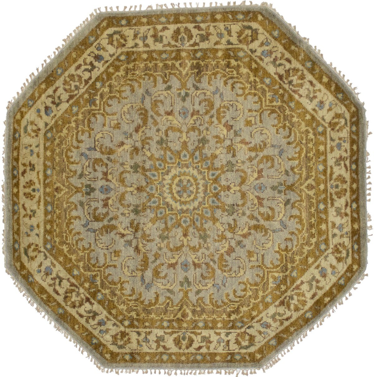 6X6 ft Vintage Style Oushak Octagon Rug Classic Muted Colors Oriental Carpet