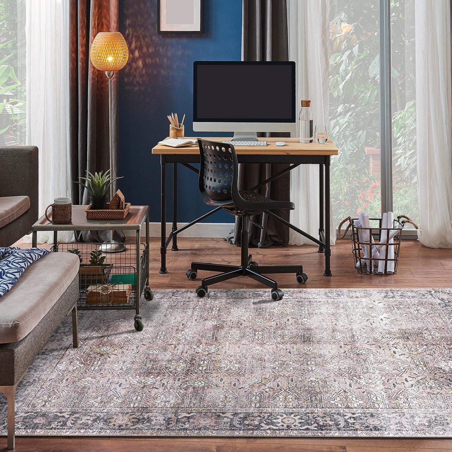 Rugshop Living Room Rugs Vintage Distressed Machine Washable Non Slip Rugs 3×5