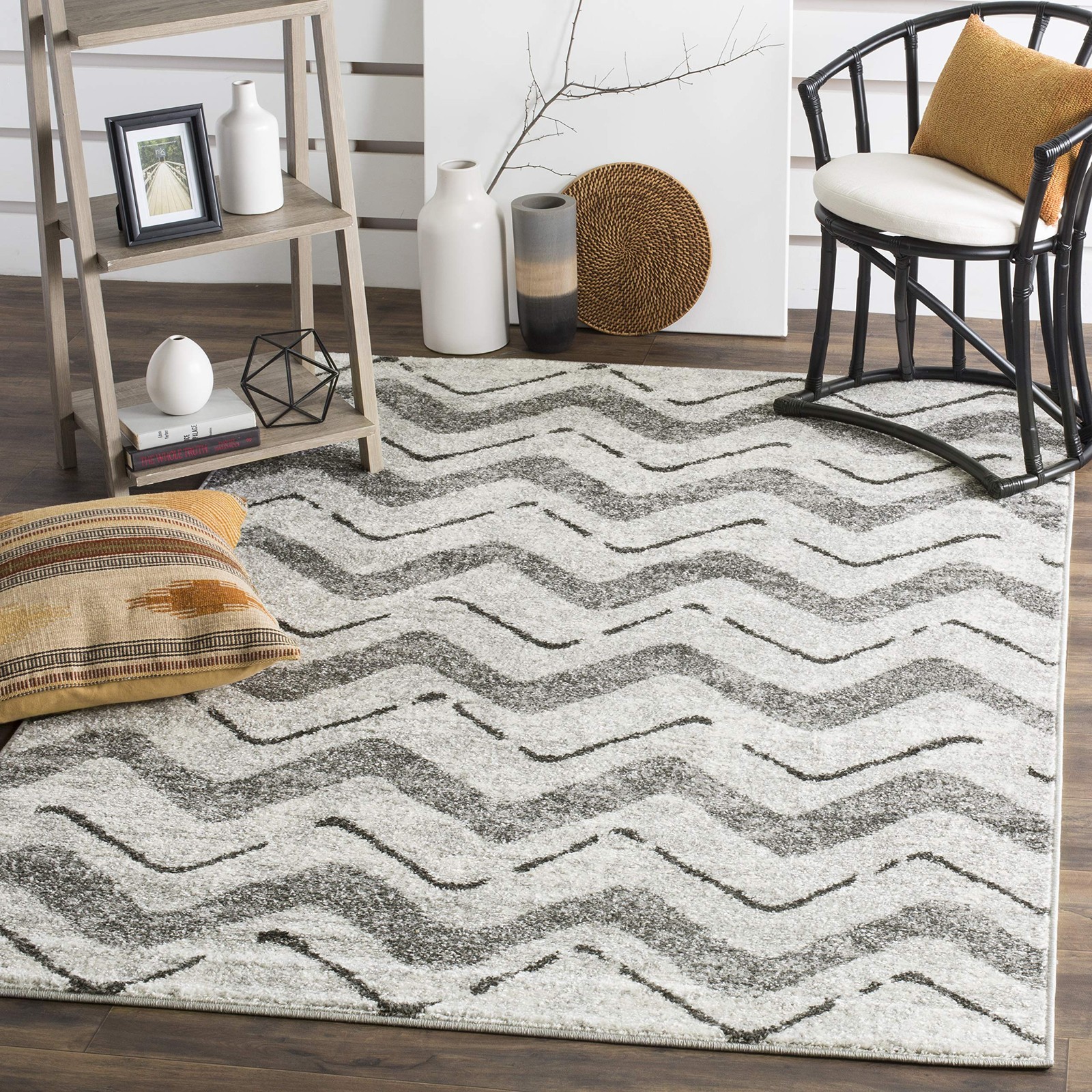 Safavieh Adirondack Collection Area Rug – 51 X 76 Silver Charcoal Modern