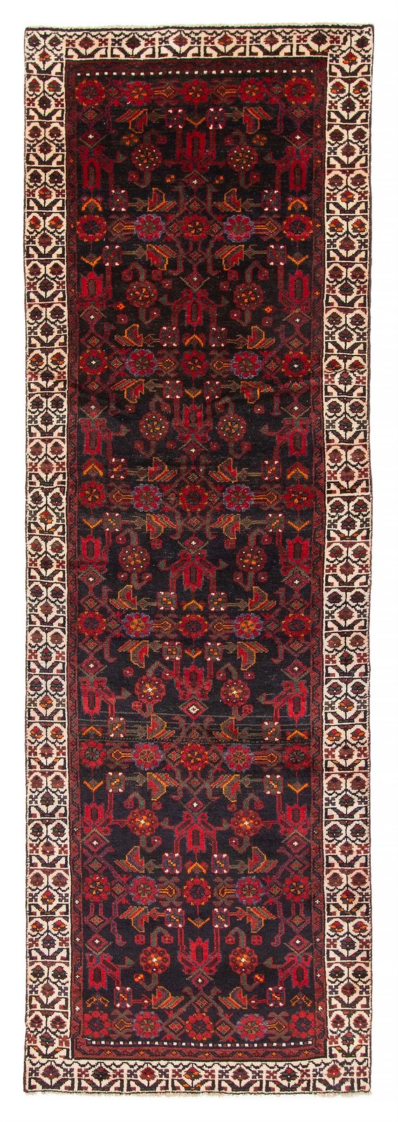 3’3″ x 10’11” Vintage Hand-knotted Runner Rug Traditional Oriental Wool Carpet