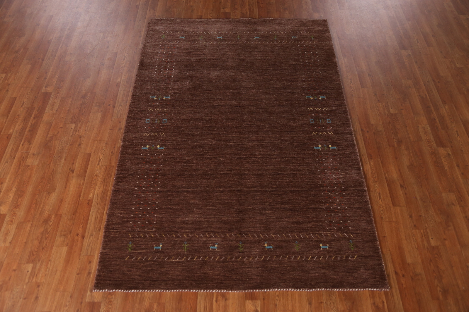 Soft and Plush Brown Gabbeh Hand-knotted Wool Rug 5×8 ft.