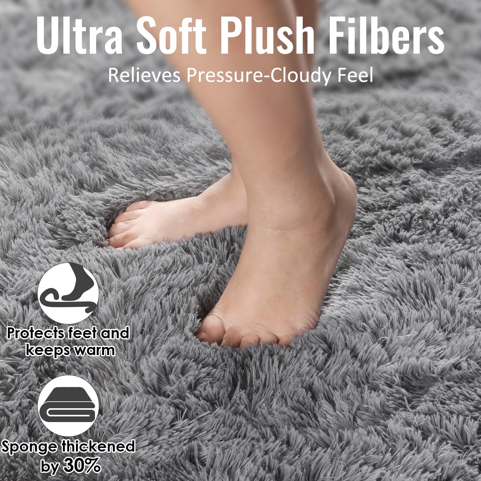 PAGISOFE Grey Fluffy Rugs for Bedroom 4×6 Area Rug Shag Rug for Kids Room Fur…