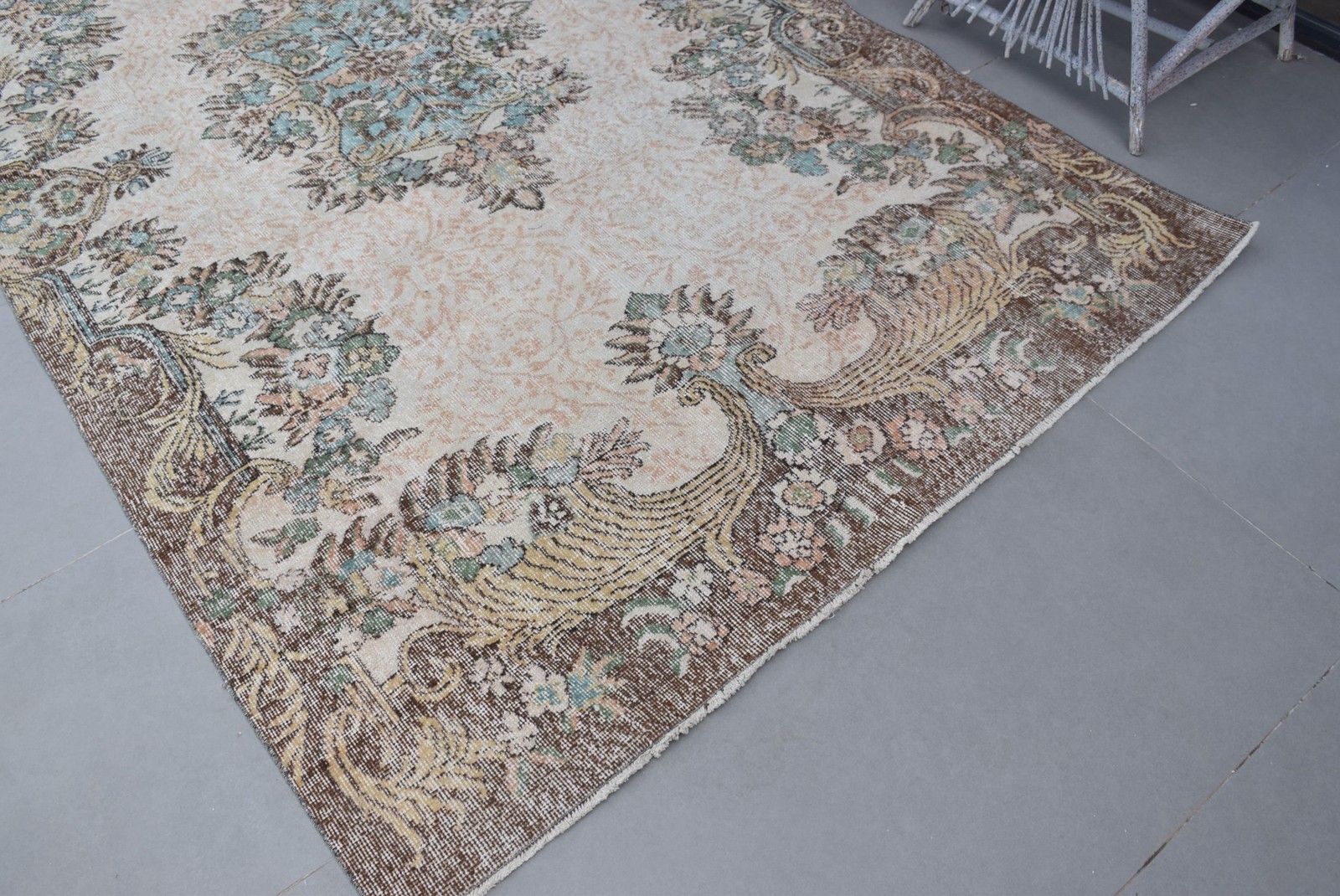 5,7×9,7 ft Large Vintage Rug, Brown Southwestern Turkish Rug