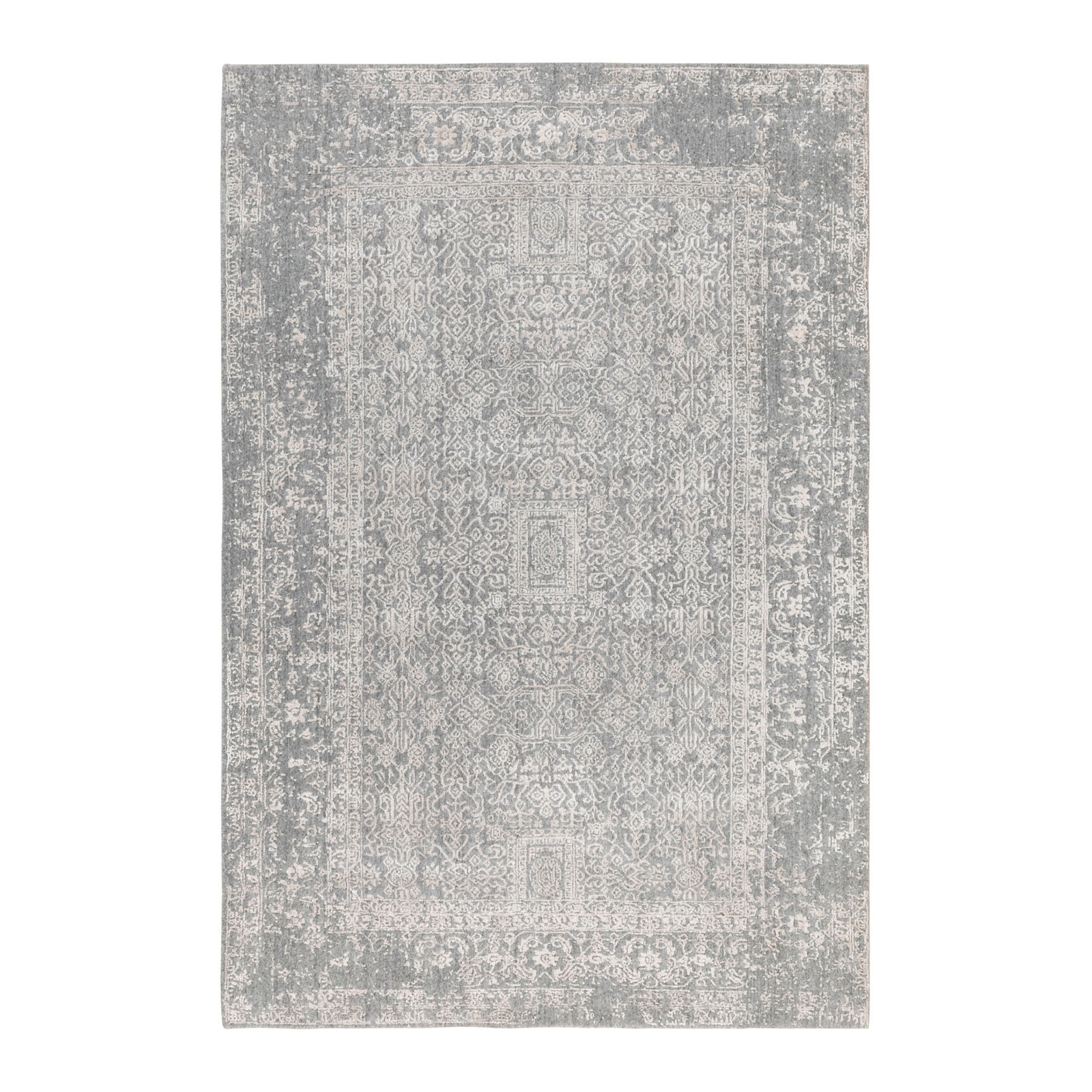 5’10” x 9’1″ Gray Fine jacquard Hand Loomed Modern Wool And Art Silk Rug R58409