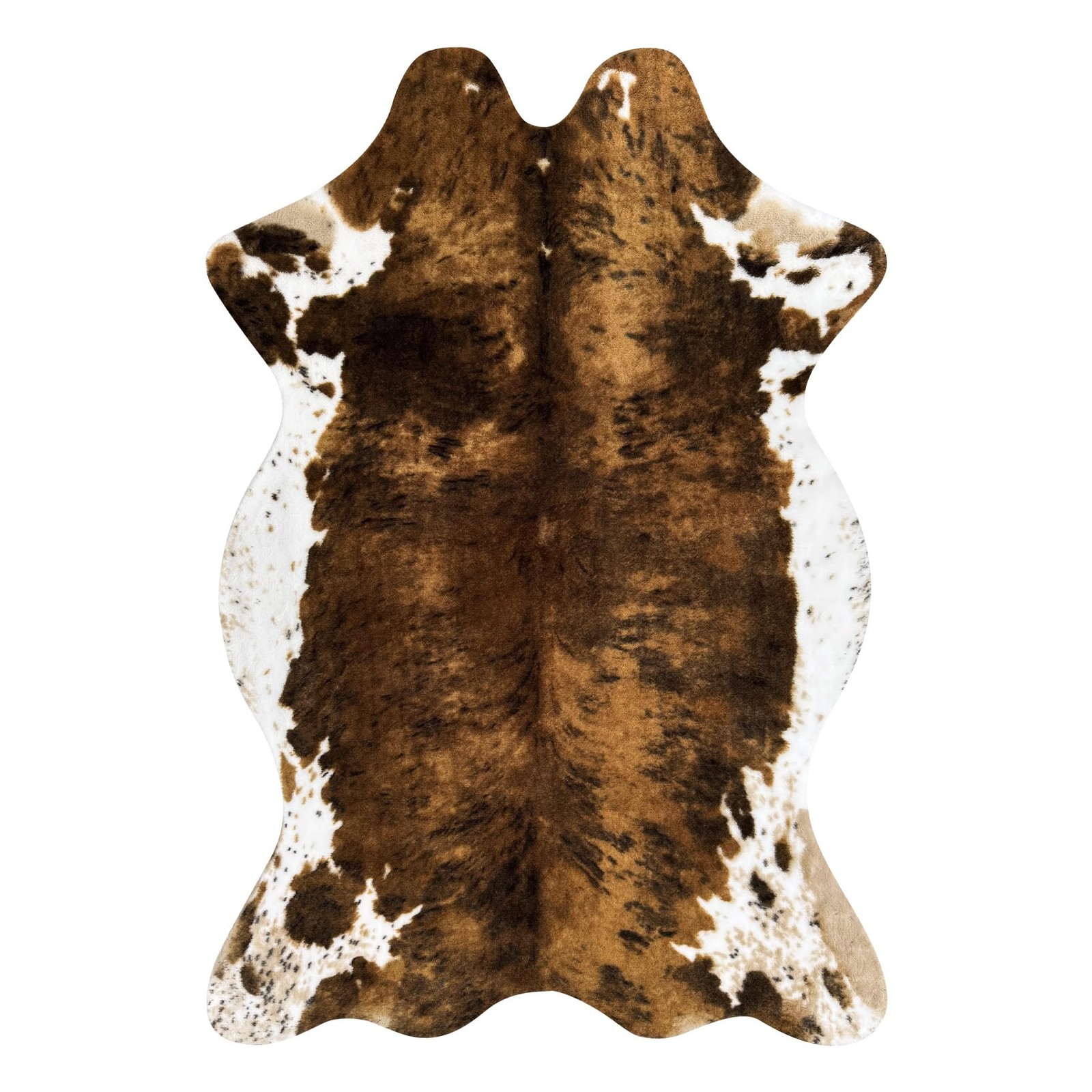 Small Faux Cowhide Rug Western Decor Cow Print Area Bedroom Brown 3.6×2.46ft
