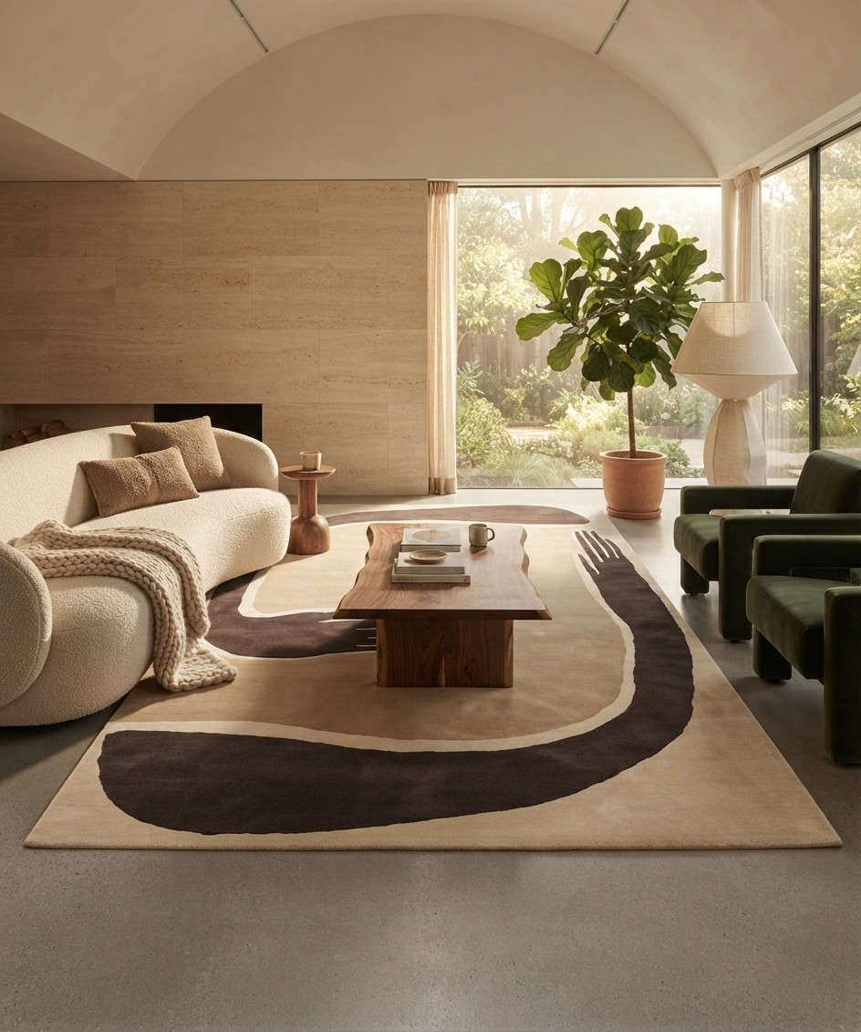Modern Abstract Wool Rug Hand Tufted Designer Area Rugs Premium Fine Carpet