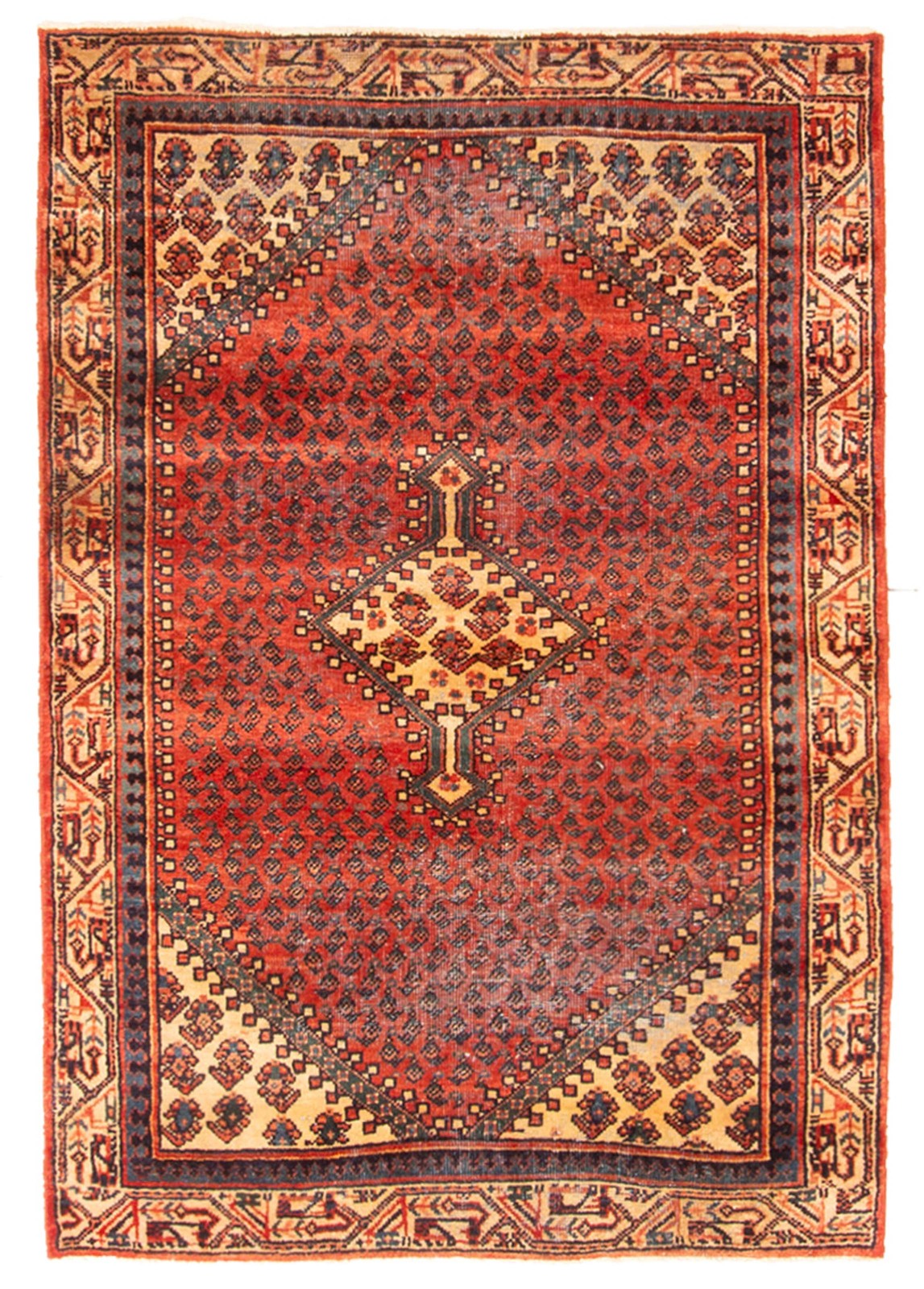 Vintage Traditional Hand-Knotted Area Rug 3’7″ x 4’10” Oriental Wool Carpet
