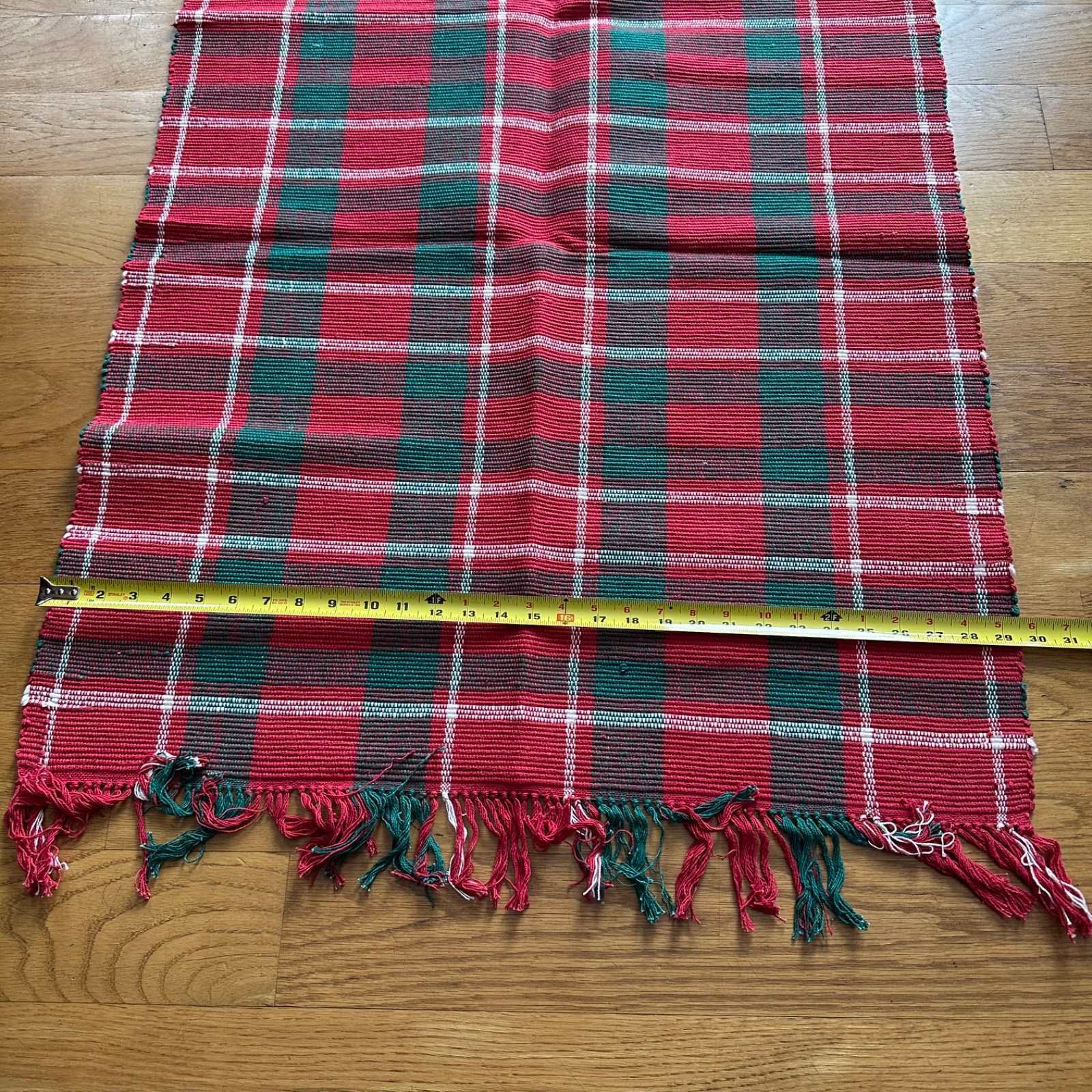 3 Park B Smith Rug 30×48 Handwoven 100% Cotton Red Green Santa’s Plaid Christmas