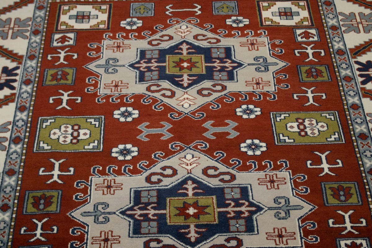 Handmade Tribal Kazak Oriental Rug Geometric Style Farmhouse Decor Carpet 5X8 ft