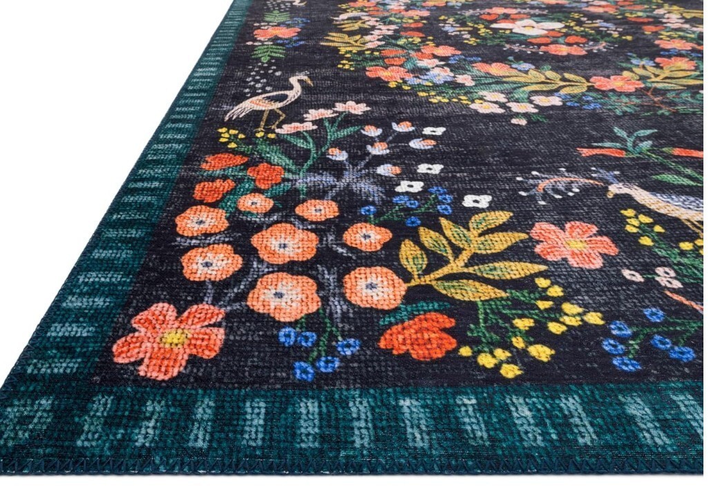 Loloi Rifle Paper Co Palais Black Floral Rug, 80cm x 120 cm, 2’7 in x 3’1 in