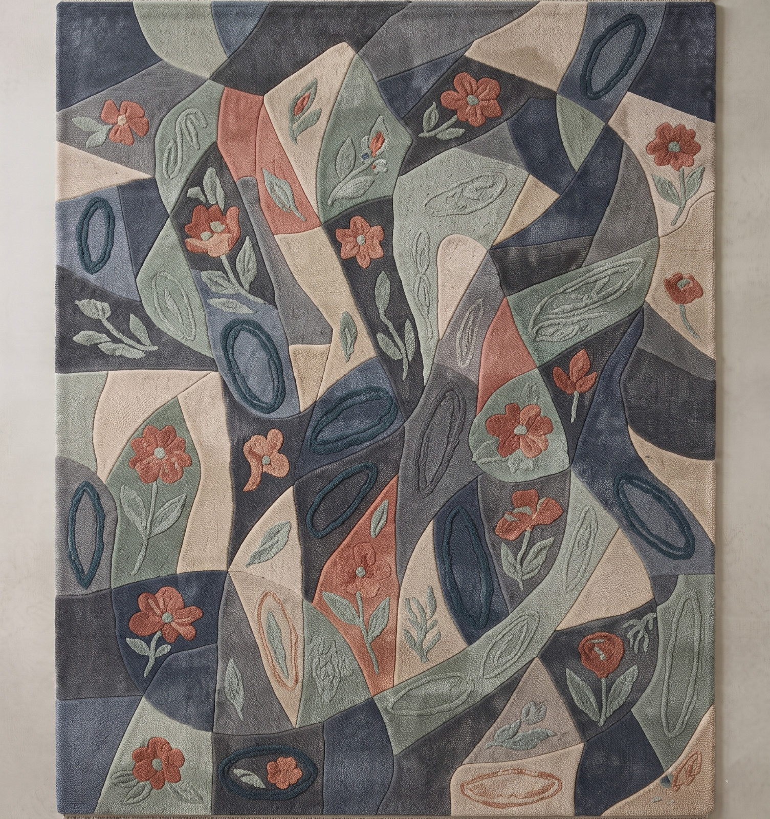 9×12 Hand Tufted Wool Area Rug Floral Modern Design Multicolor