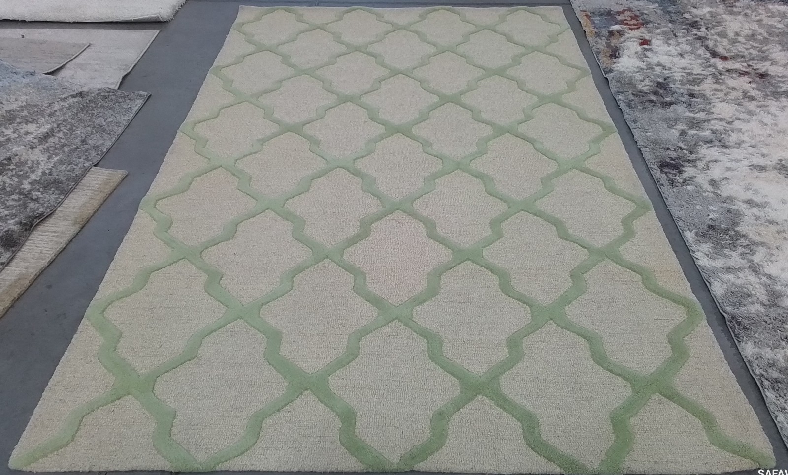 IVORY / LIGHT GREEN 6′-0″ x 9′-0″ Flaw in Rug Reduced Price 1172777363 CAM121N-6