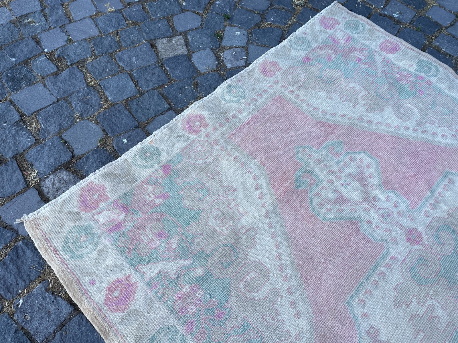 Bohemian Area Rug Handmade Wool Rug Turkish Vintage Traditional Rug 4,5 x 7,0 ft