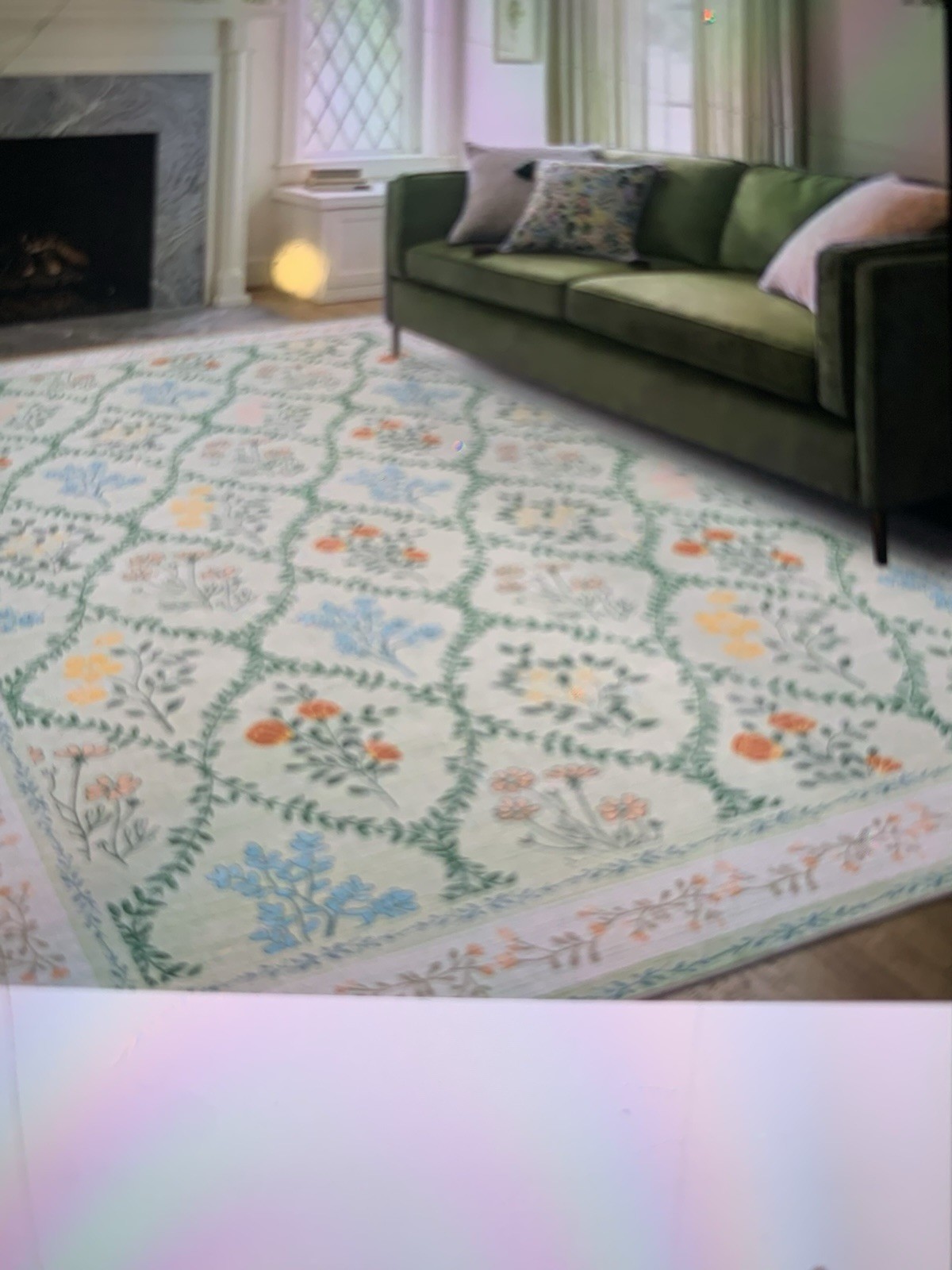 Floral Multicolor Area Rug, Rectangle, Machine Washable, Easy to Clean