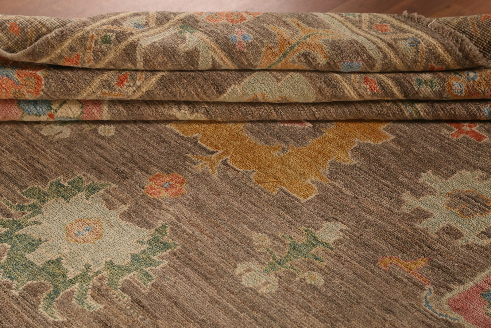 All-Over Brown Oushak Vegetable Dye Area Rug Wool Hand-made Living Room Rug 8×11