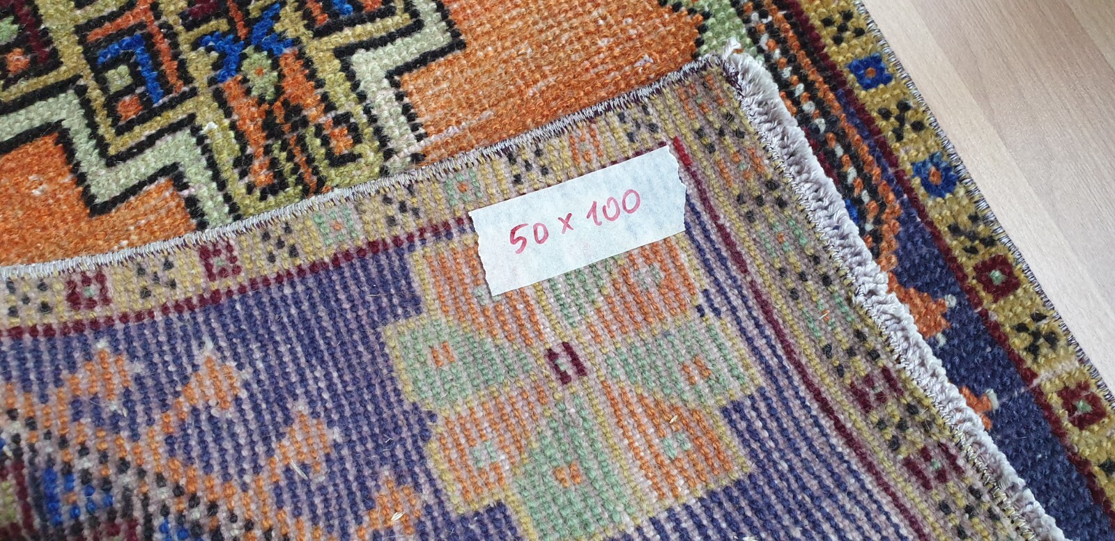 Small old Turkish handwoven rug 50×100 cm Vintage Boho Home Decor