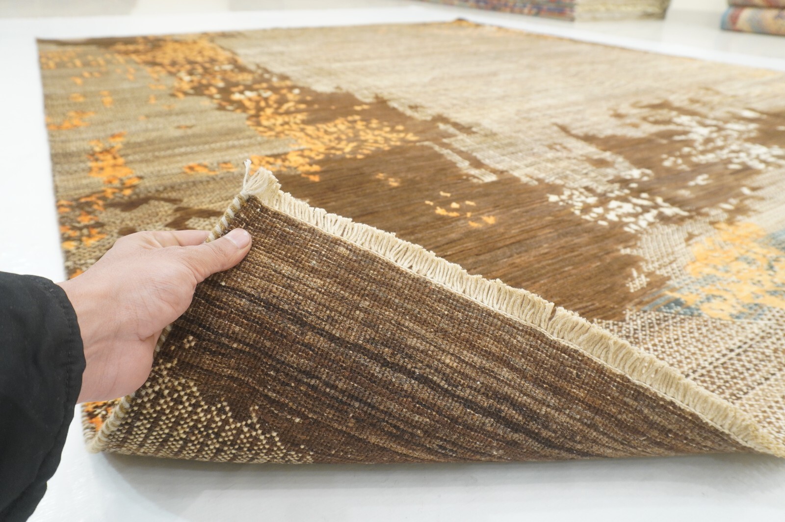 8 x 10 ft Brown Modern Contemporary Afghan Hand Knotted Wool Abstract Area Rug