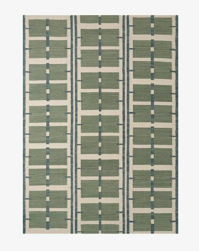 Scandinavian Swedish Kilim Wool Handmade Rug Geometric Flat weave Large Area Rug