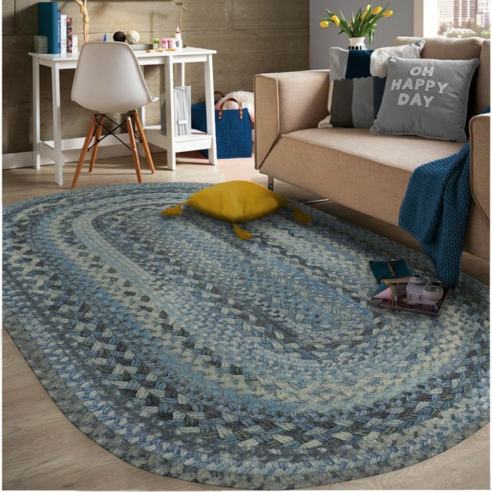 Capel Rugs Harborview Slate Grey Wool Blend Country Home Oval Braided Area Rug