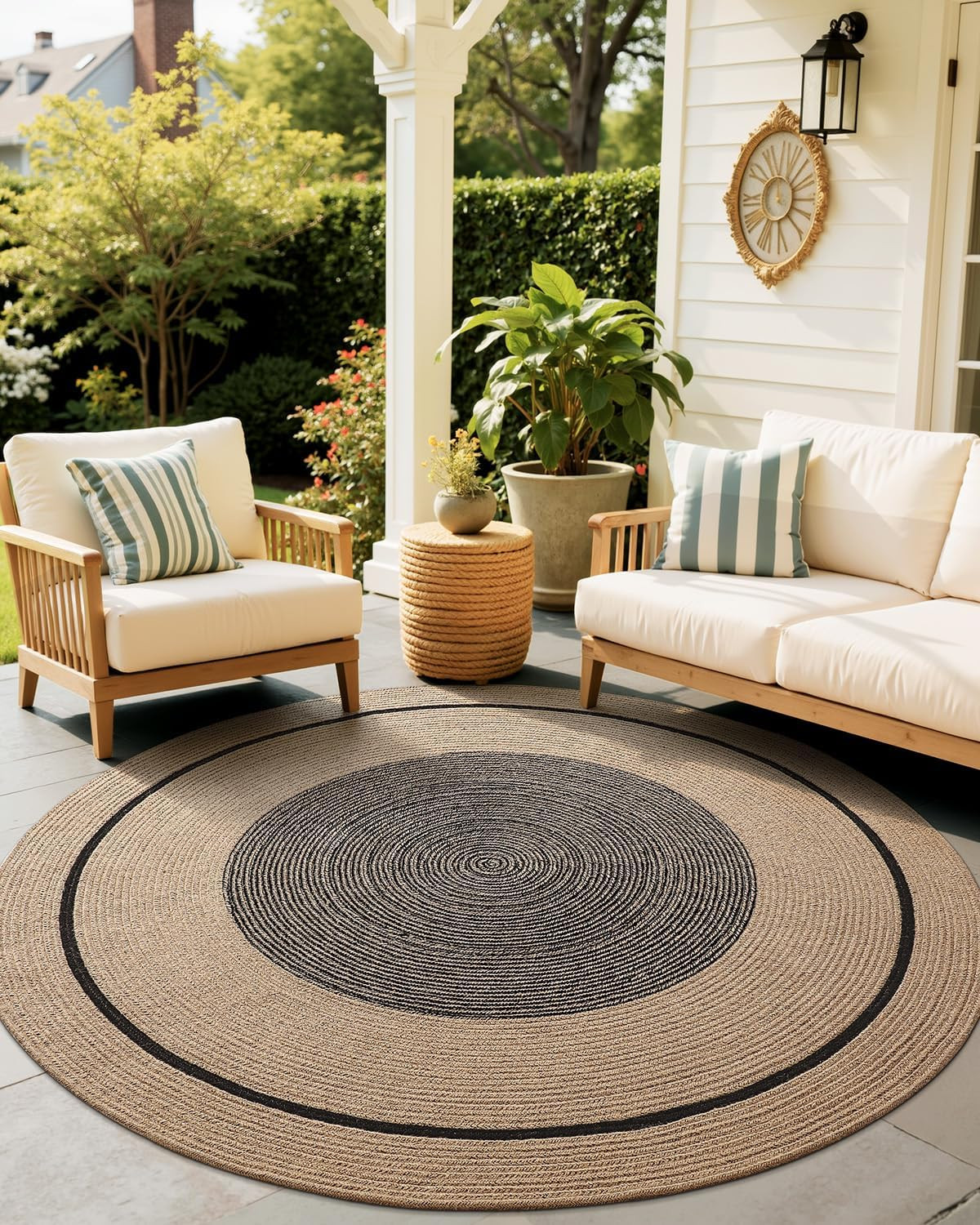 4Ft Round Jute Area Rug – Non-Slip, Durable for Indoor & Outdoor Use