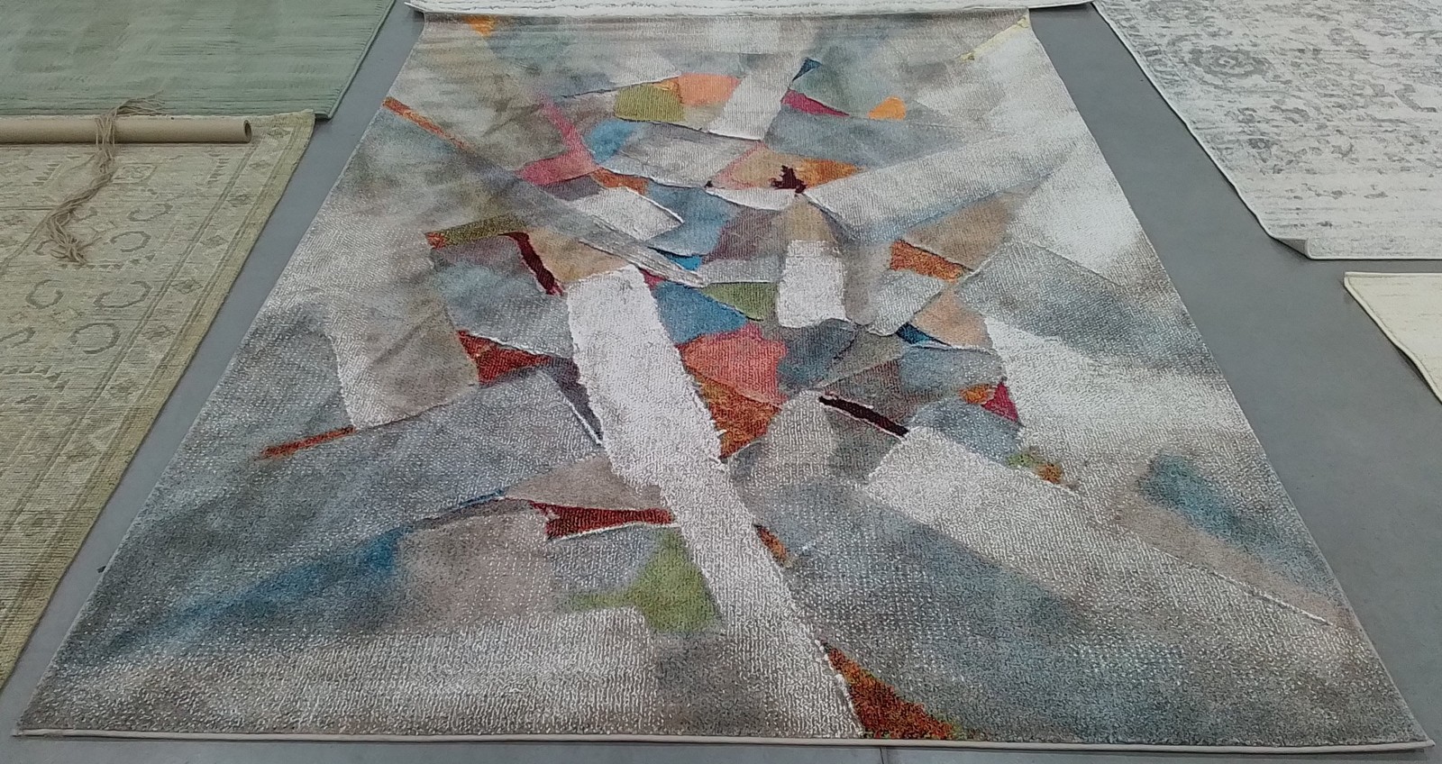 GREY / MULTI 6′-7″ x 9′-0″ Back Stain Rug, Reduced Price 1172798442 PRL6937B-6