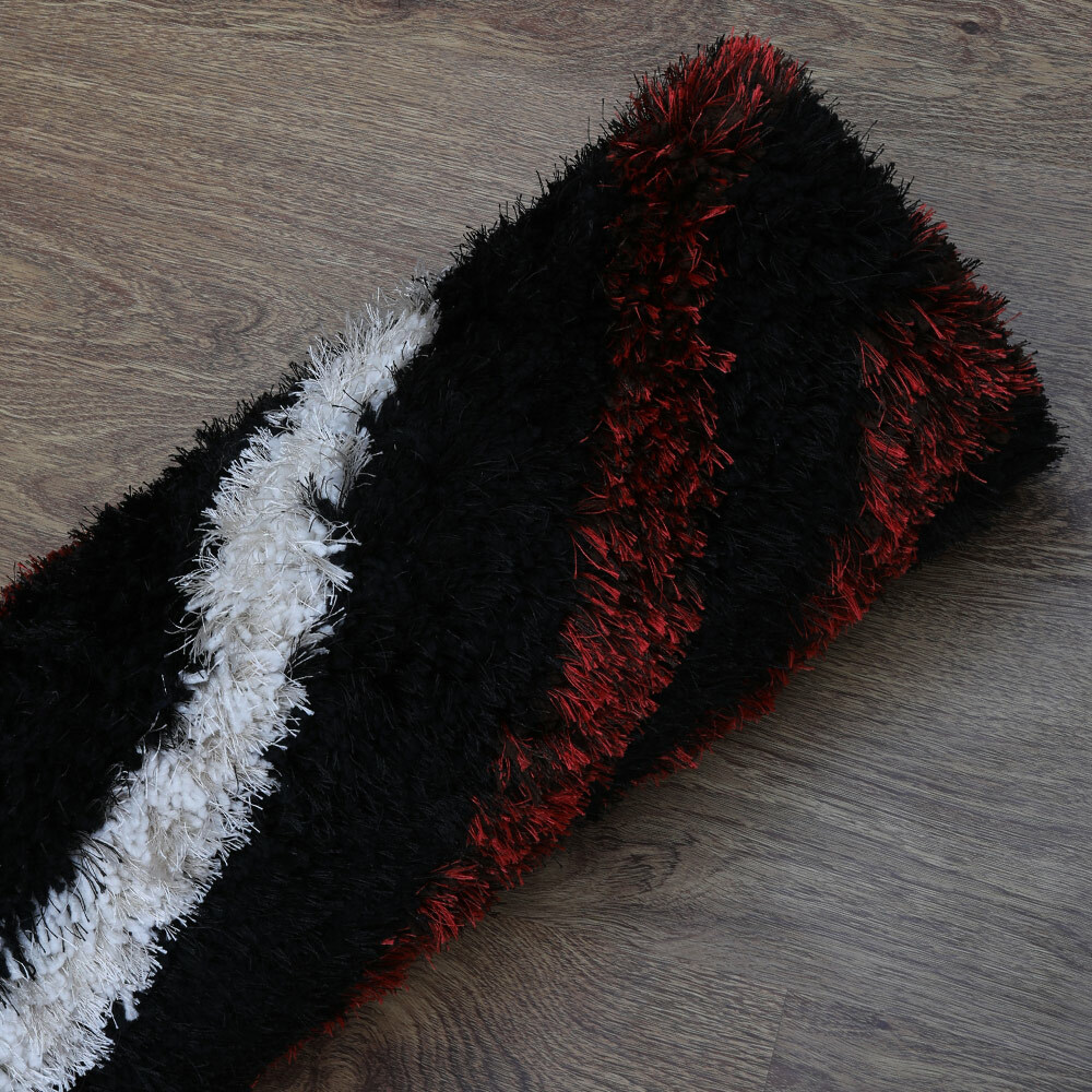 Hand Tufted Shag Polyester Area Rug Geometric Black Multicolor BBH Homes BBK0000
