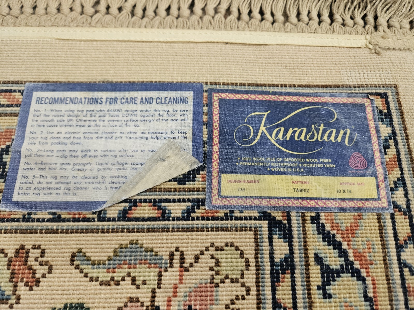 10×14 KARASTAN ANIMAL TABRIZZ 700 – 738 100% WOOL RUG GOOD CONDITION