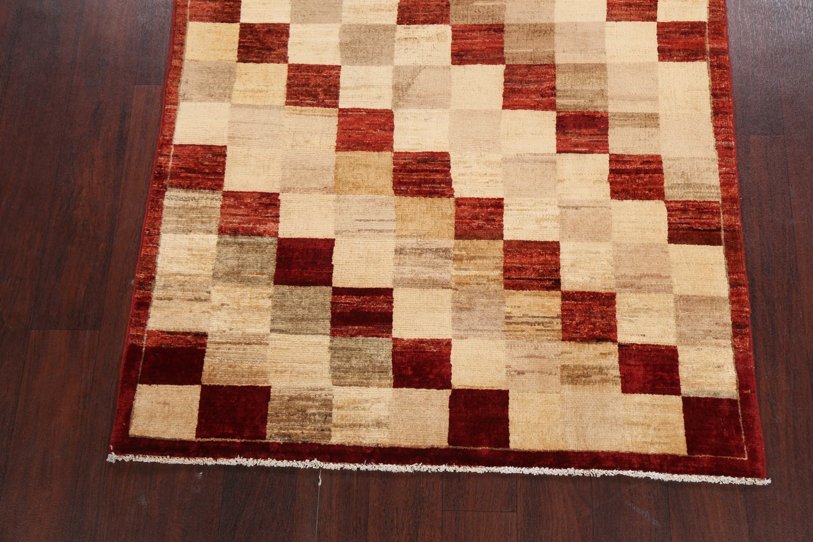 Checkered Pattern Area Rug 4×6 Hand-knotted Wool Modern Style for Any Room