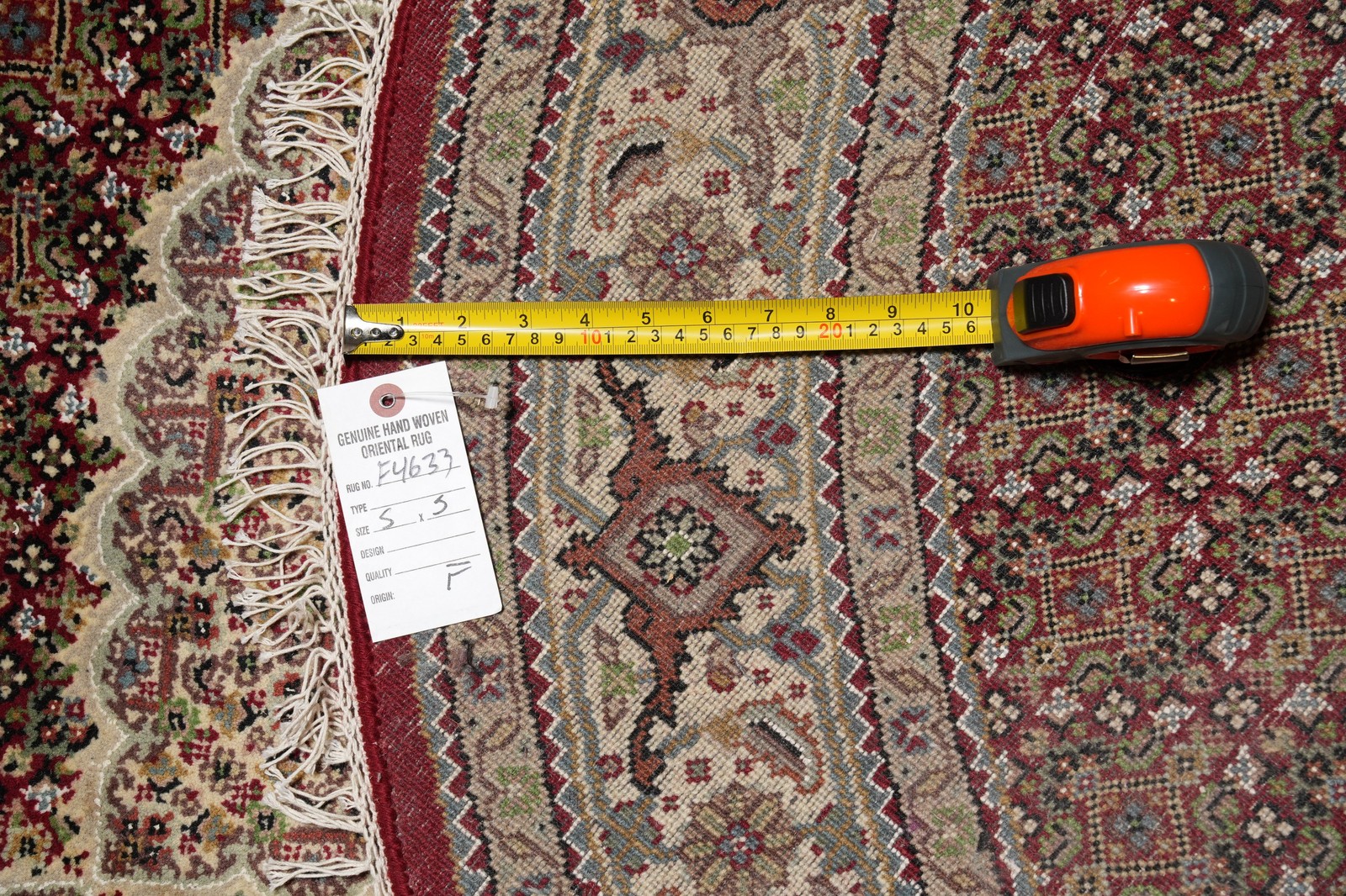 5 x 5 Feet Mahii Herrati Tabriiz Rug Wool and Silk Carpet #F-4633a