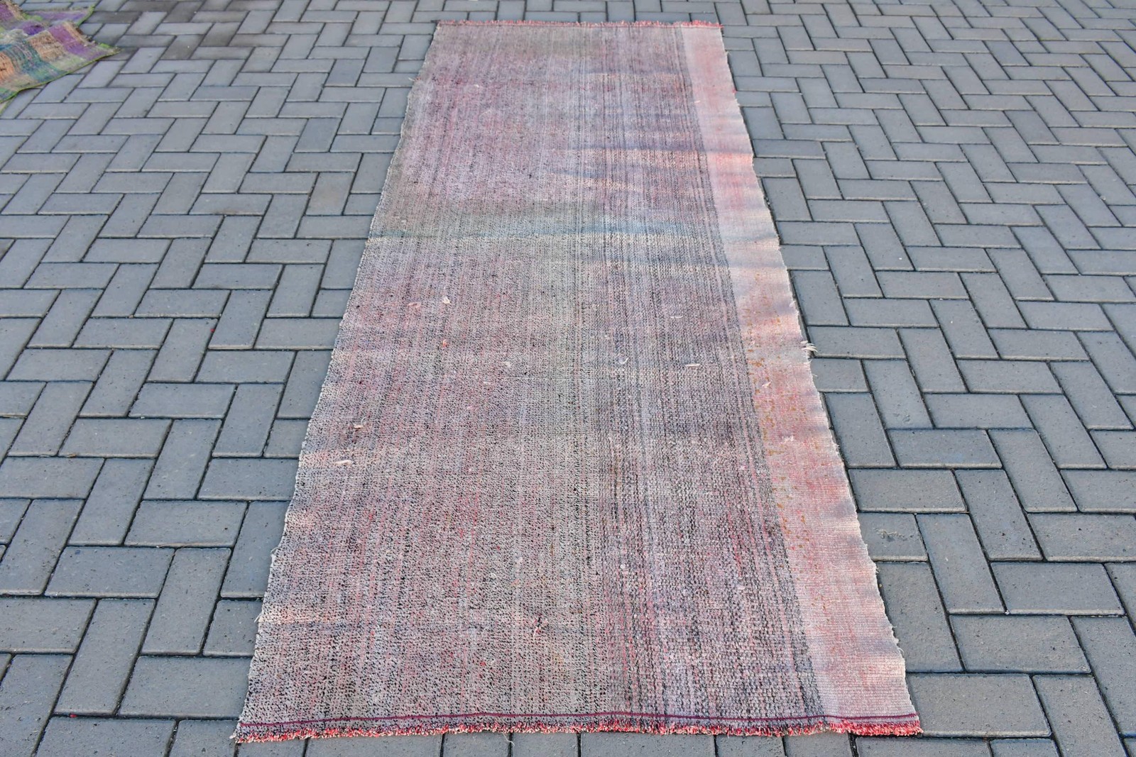 3,37×8,2 ft Turkish Vintage Rug, Area Rug, Gray Kilim Patchwork Rug