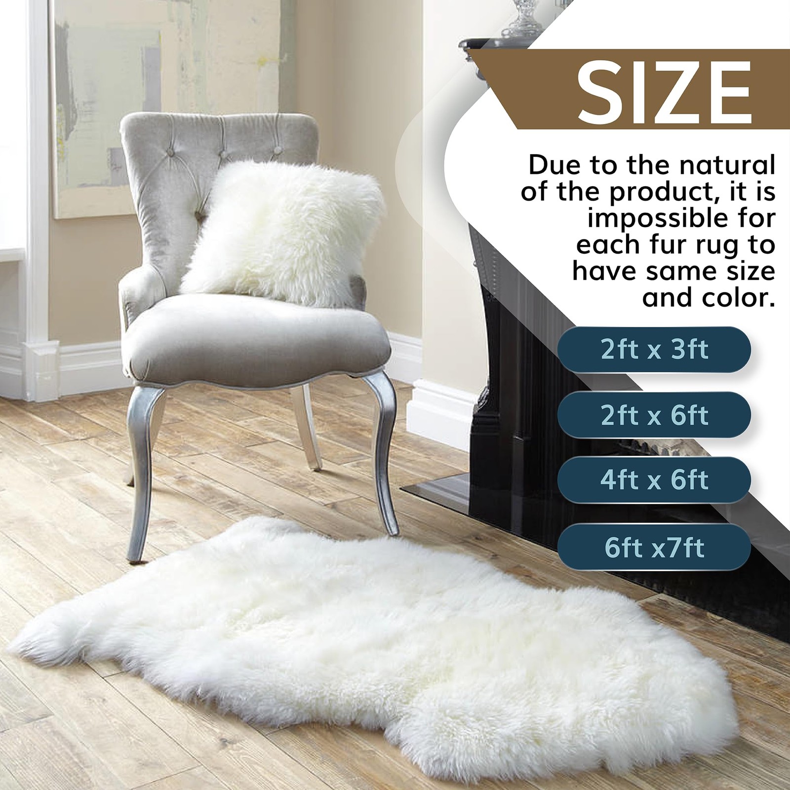 New Zealand Sheepskin Area Rug – Genuine Fluffy Wool, Multiple Sizes, Bedroom…