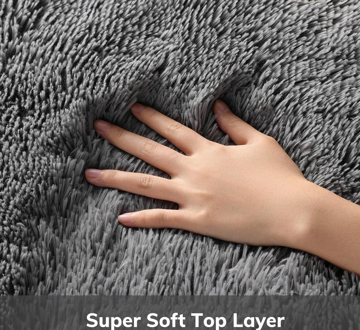 Ophanie Area Rug for Bedroom Living Room Grey Fluffy Fuzzy Shag 4X6 Indoor