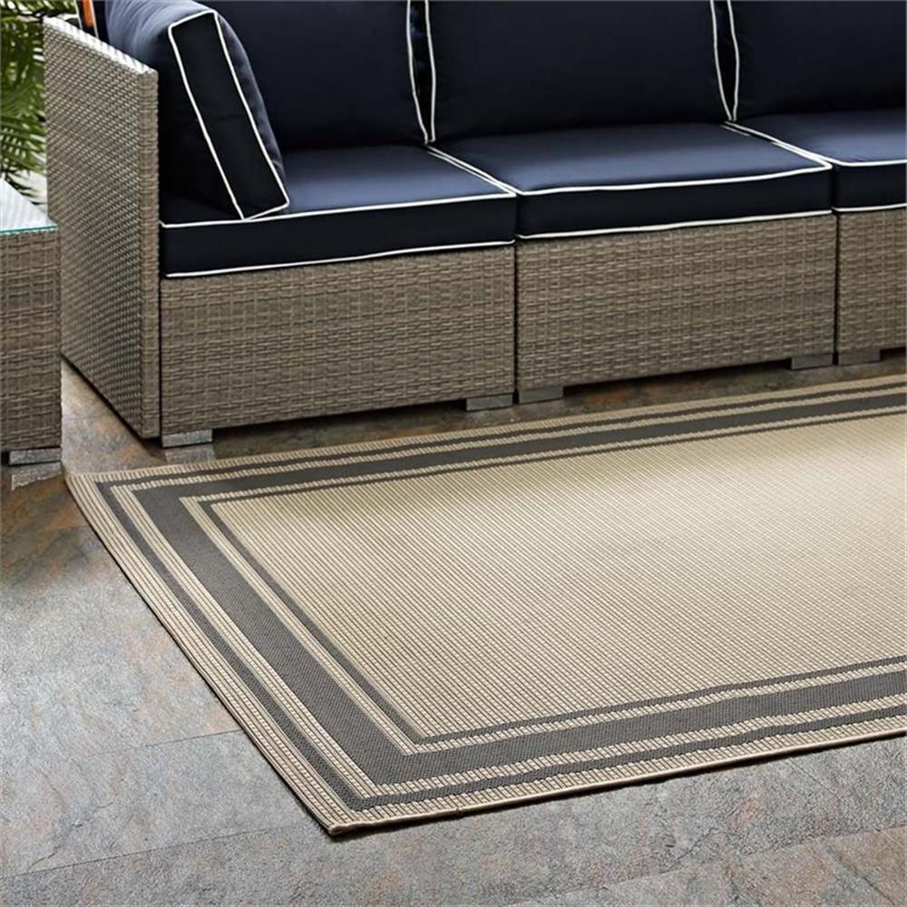 Modway Rim 63×90.5″ Solid Border Indoor and Outdoor Area Rug in Gray and Beige