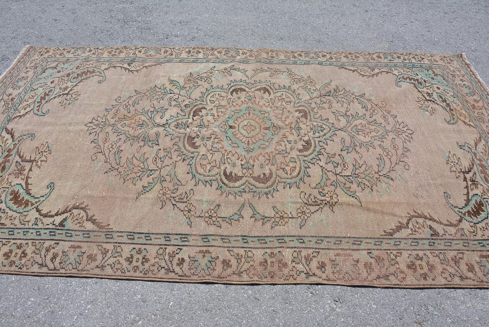 Turkish Large Rug 5,3×9,7 ft, Vintage Brown Moroccan Wool Rug