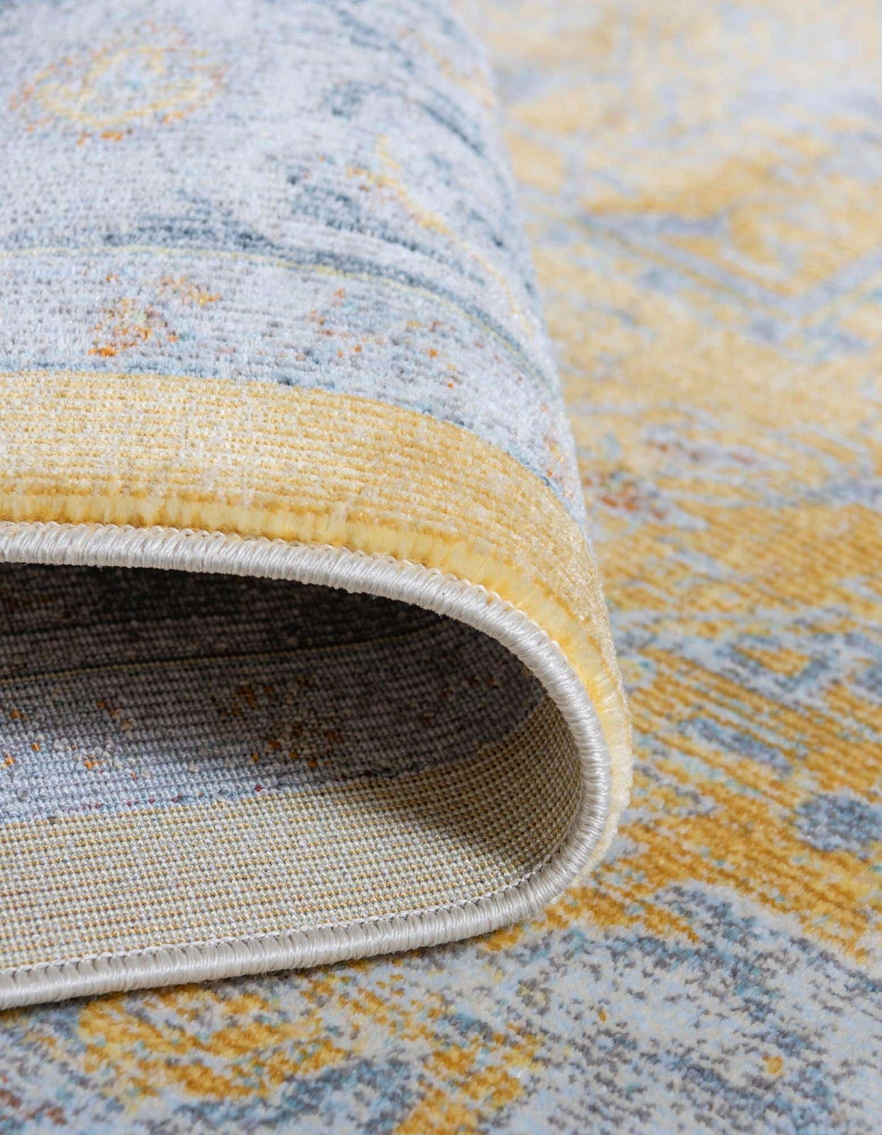 Baracoa Collection Area Rug – Prado (5′ 1″ Square, Yellow/ Ivory)