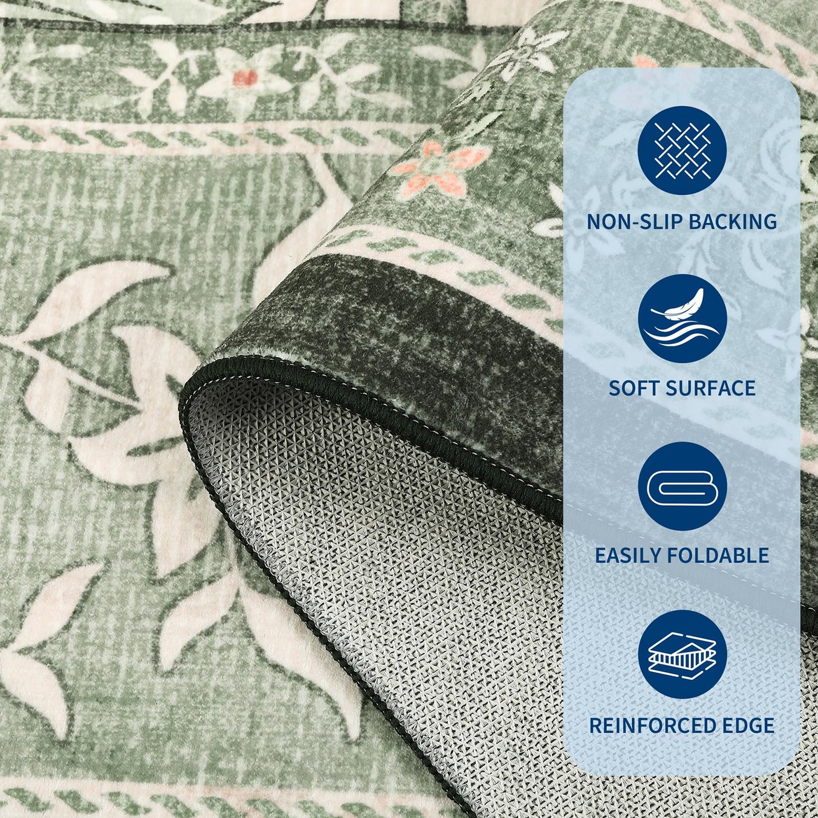 GarveeHome Provence 8×10 Area Rugs for 8′ x 10′ (Rectangular), Sage Grove