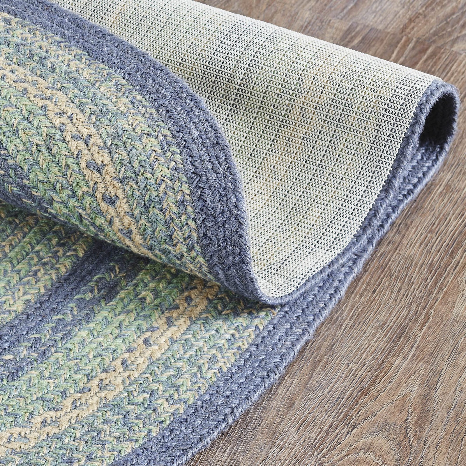 Jolie Farmhouse 11.5″x17.5″ Accent Rug Blue Recycled Plastic (PET) Striped Wa…