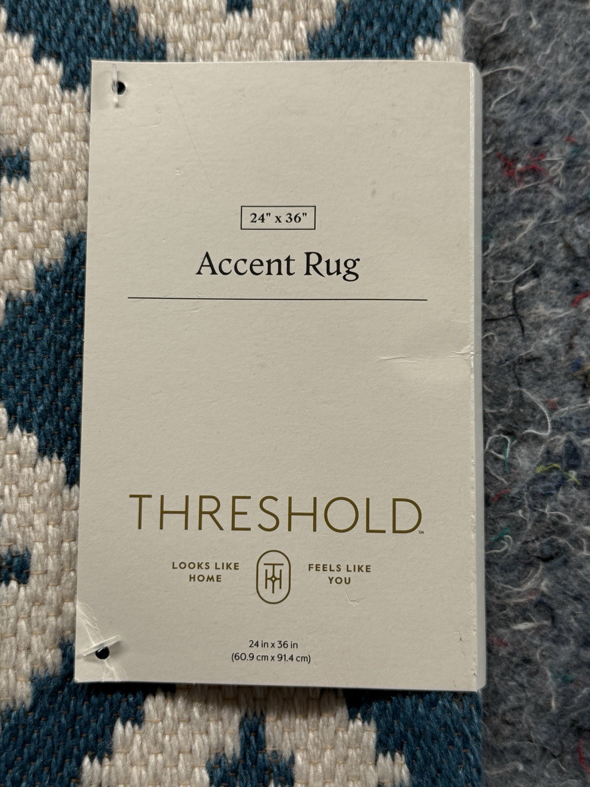 Threshold Accent Rug 24” X 36” Blue Diamond Woven Scatter Flat Pile Home Decor