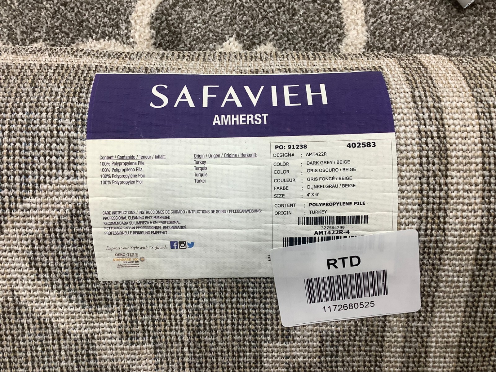 DARK GREY / BEIGE 4′-0″ x 6′-0″ Flaw in Rug, Reduced Price 1172680525 AMT422R-4