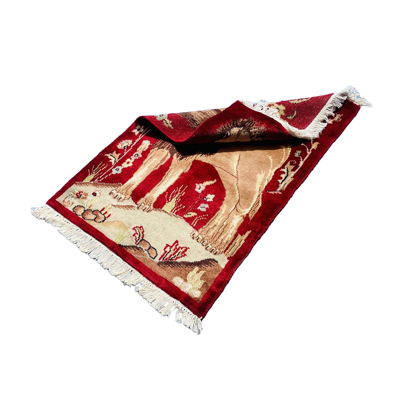 Area Rug Lion Jungle King Hand Knotted Wool Silk Indoor Home Carpet (3.0 x 2.0)’
