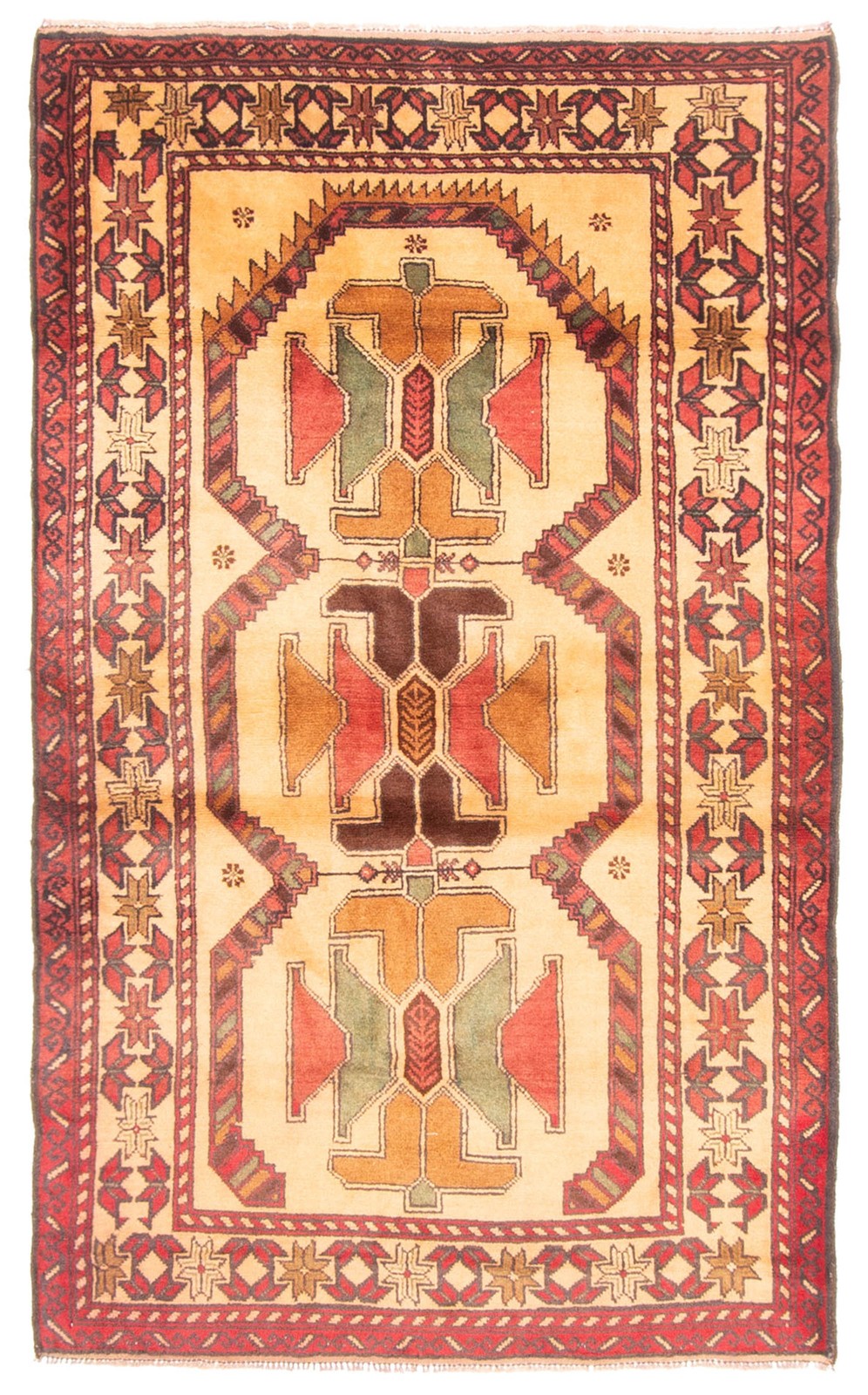 Vintage Hand-Knotted Area Rug 3’1″ x 5’2″ Traditional Oriental Wool Carpet