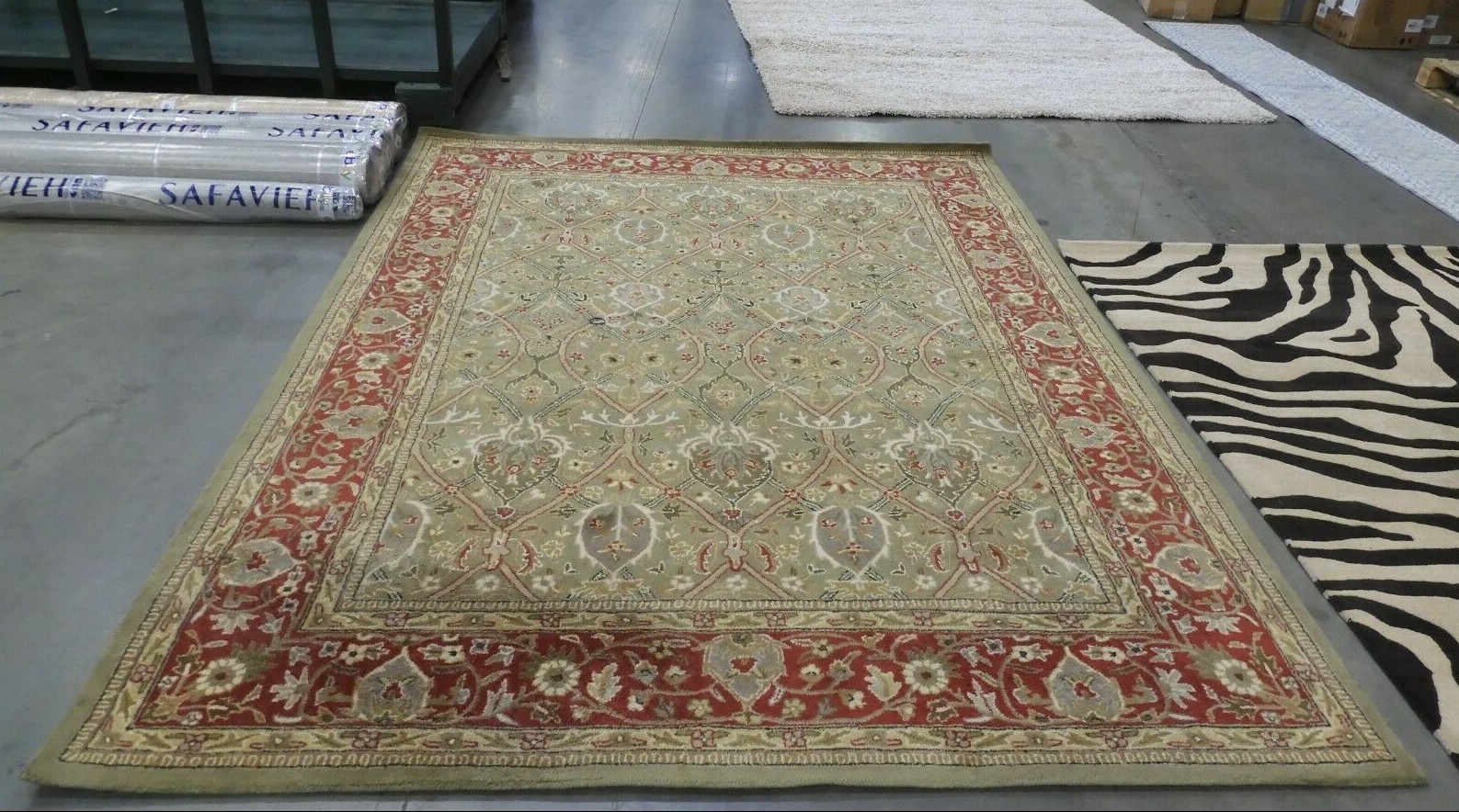 GREEN / RUST 7′-6″ X 9′-6″ Back Stain Rug, Reduced Price 1172625208 PL819B-8