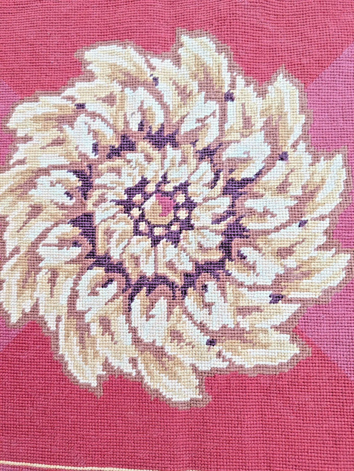 amazing vintage French Aubusson hand knotted medallion Needlepoint wool Rug 9×12